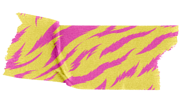 PNG coloful tiger pattern washi tape, stationery collage element, transparent background