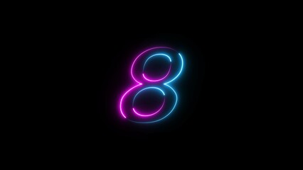 Glowing neon Countdown text number illustration.