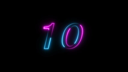 Glowing neon Countdown text number illustration.