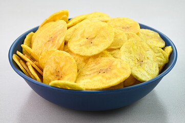 Banana chips in a bowl.