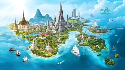Thailand map with key cities, airports, and tourist destinations indicated