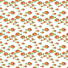 Watercolor seamless pattern with seaweed, animals and fish