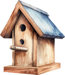 Pastel wooden birdhouse