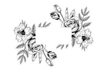 Vintage flower png frame, transparent background