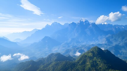 Fototapeta premium Thailand map showing elevation and mountain ranges, with key peaks labeled