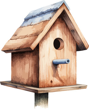 recommend clip art: Pastel wooden birdhouse