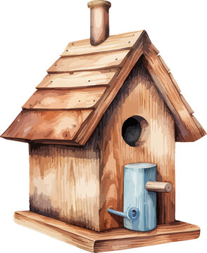 recommend clip art: Pastel wooden birdhouse