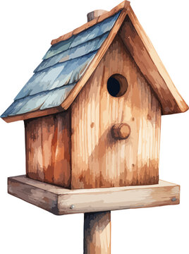 recommend clip art: Pastel wooden birdhouse