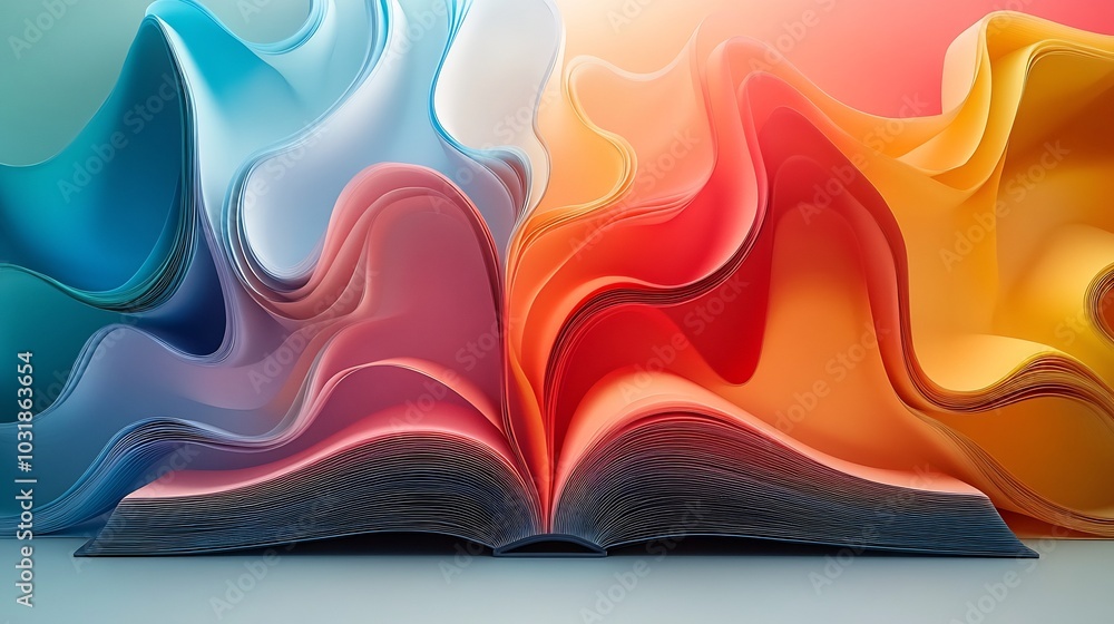 Aufkleber captivating gradient abstract 3d design for world book day featuring an intricate book with swirling