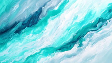 Obraz premium Ethereal Aquamarine Swirls: A Mesmerizing Abstract Seascape