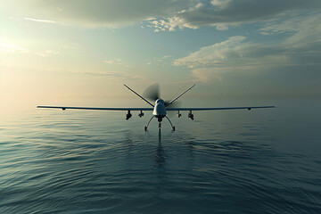 Drone flying in the sky over nature during observation