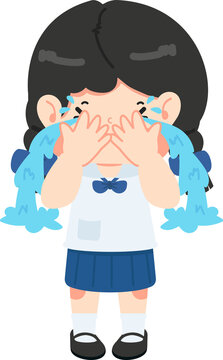 recommend clip art: Girl Thai Student crying cartoon