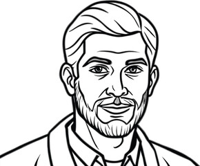 Obraz premium Hand-Drawn Man Portrait Vector Illustration - Clean Line Art Design.