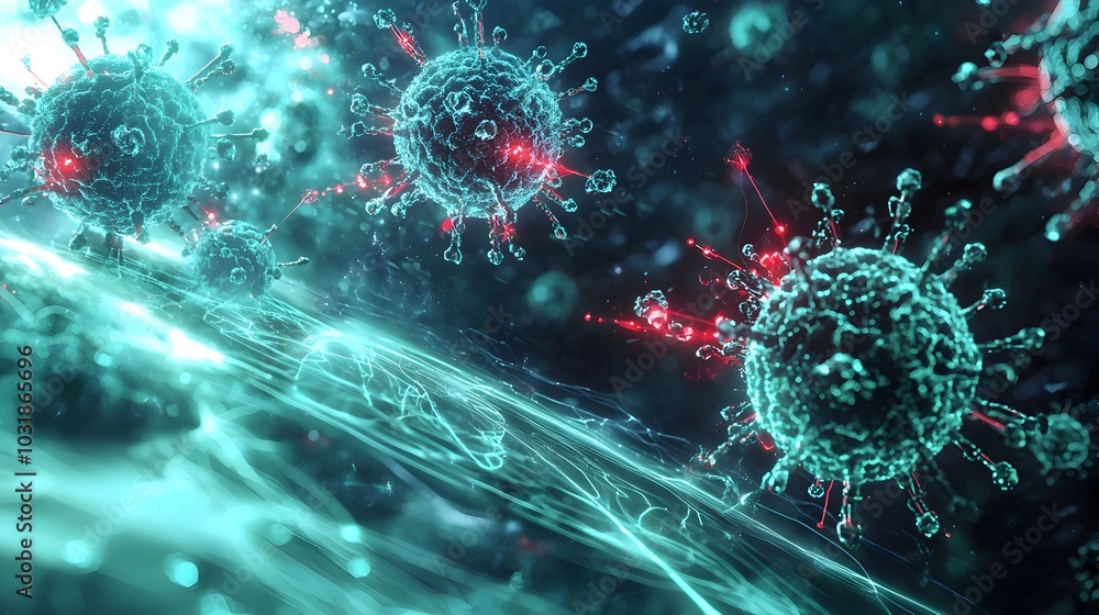 Poster nanobots enhancing immune system s ability to detect and attack mutated cells conceptual visualizati
