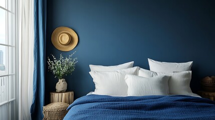 Elegant and Cozy Modern Bedroom Interior Design with Stylish Decor, mockup, poster and Background