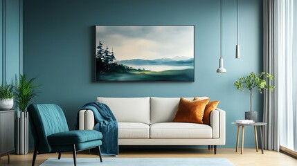 Elegant and Cozy Modern Bedroom Interior Design with Stylish Decor, mockup, poster and Background