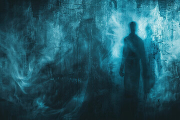 Scary sinister zombie wandering in street with lighting on Halloween