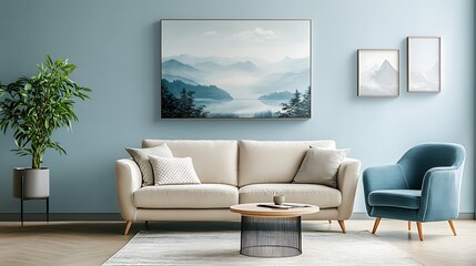 Elegant and Cozy Modern Bedroom Interior Design with Stylish Decor, mockup, poster and Background