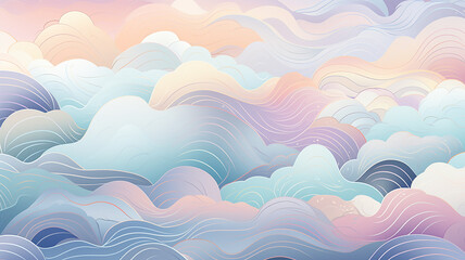 light soft pastel abstract background, illustration flat simple ornament soft pink, blue and white shades