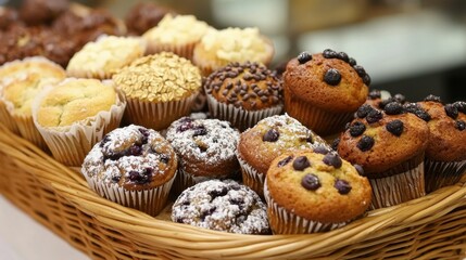 Assorted Muffins in a Beautiful Basket Display
