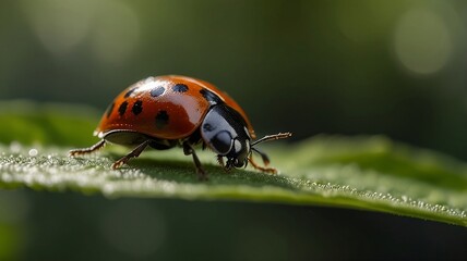 Obraz premium ladybug on a leaf