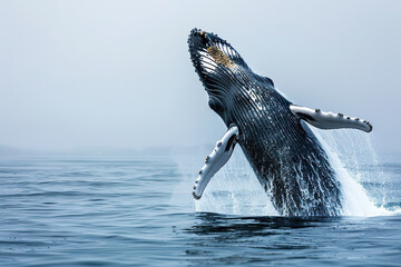 Fototapeta premium Fantastically beautiful majestic huge whale in ocean