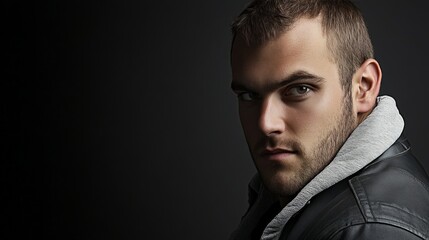 Obraz premium Portrait of a Man with Serious Expression.
