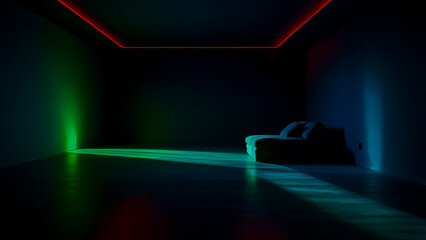 A Bare Room Immersed in Deep Shadows, Brought to Life by the Soft