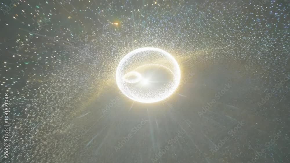 Poster abstract light rays with a warm glow and lens flare effect, radiating outward from the center of the