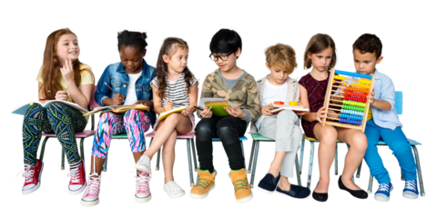 Study group png sticker, children, transparent background