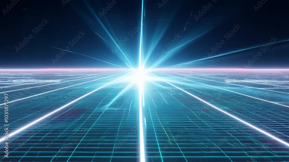 Aufkleber abstract neon grid pattern with glowing lines.