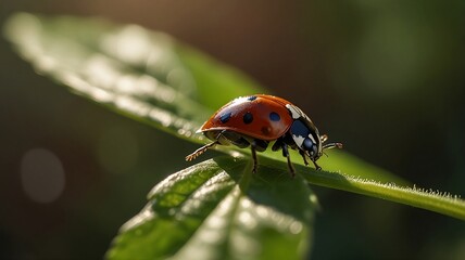 Obraz premium ladybug on a leaf