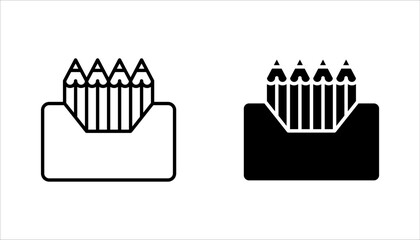 Crayon icon set. Crayons black glyph icon, crayon icon design template, vector illustration on white background