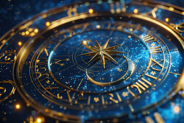 Fototapeta premium Astrological composition with zodiac circle in signs and symbols