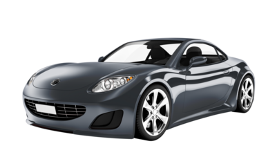 Side view of a gray sports car in 3D
