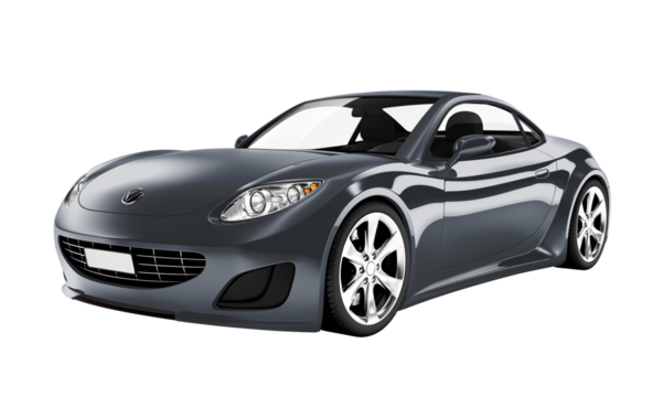 Side view of a gray sports car in 3D