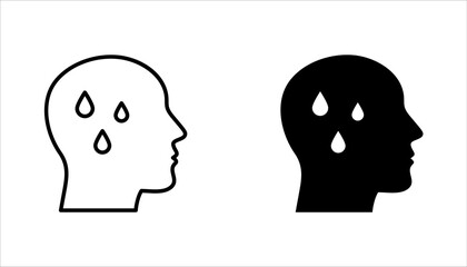 Sweating linear style icon set. Person sweating, drops of sweat on body. vector illustration on white background