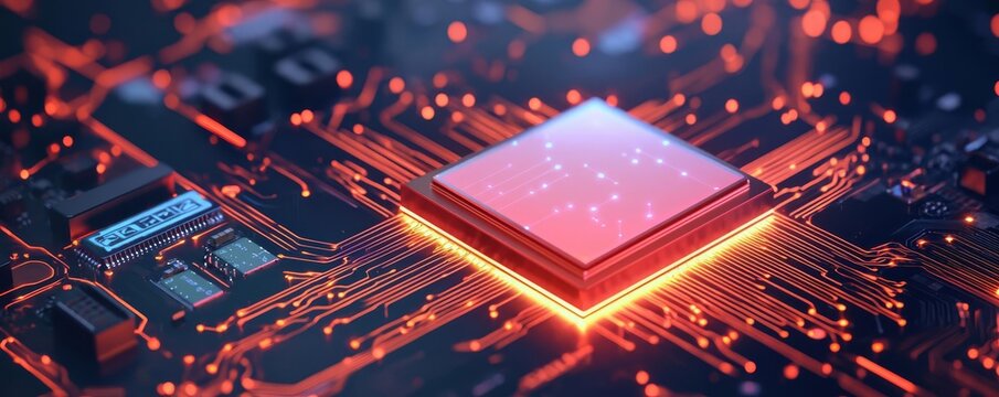 AI-driven GPU computation, processing power, 3D illustration