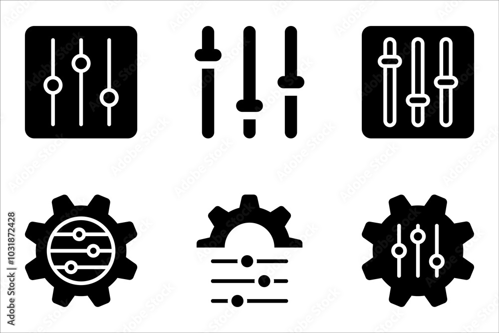 Poster adjustment linear icon set. personal changes. system regulation. switch level. vector illustration o