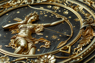Obraz premium Astrological composition with concept of Sagittarius zodiac sign symbol