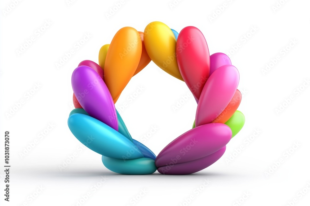 Poster colorful, abstract design of many different colored hearts. design is made up of many different colo