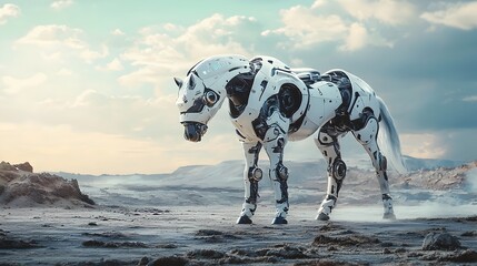 Futuristic Virtual Horse with Customizable Armor for Epic Adventures
