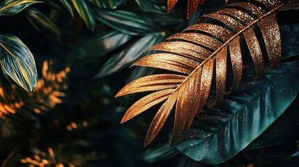 Glittering Leaves in Tropical Jungle Setting