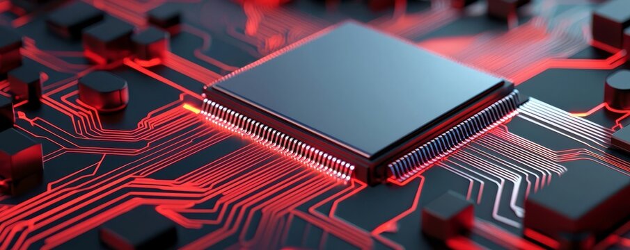 High-speed network data, processing GPUs, 3D illustration