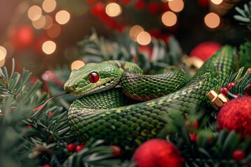 Fototapeta premium Beautiful greeting card with holiday composition for happy and joy celebrate New Year