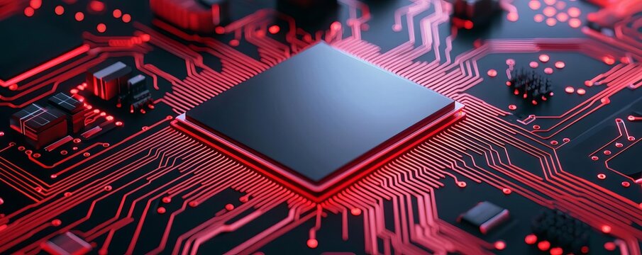 Multi-layered data processing, advanced GPU chipsets, 3D illustration