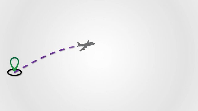 Travel one place to another location using pinpoints and air plane covering distance