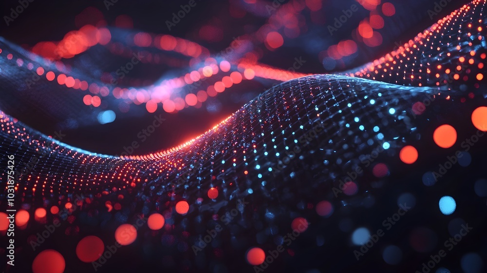 Poster digital dna strand map representing real time genetic data retrieval and storage concept