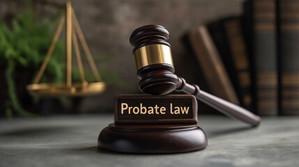 Probate Law Concept with Judge's Gavel and Scales of Justice as Symbols of the Legal System