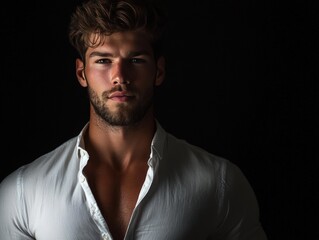 Fototapeta premium Portrait of a Man in a White Shirt.